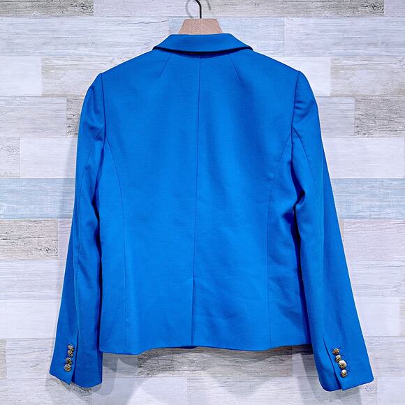 J CREW Schoolboy Blazer Royal Blue Stretch Wool Blend Gold Button Womens 10 - Picture 5 of 7